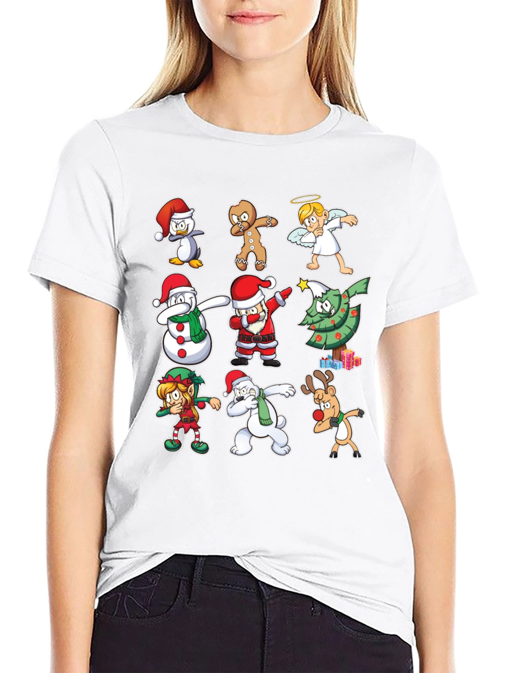 Christmas Dab Characters Black T-Shirt