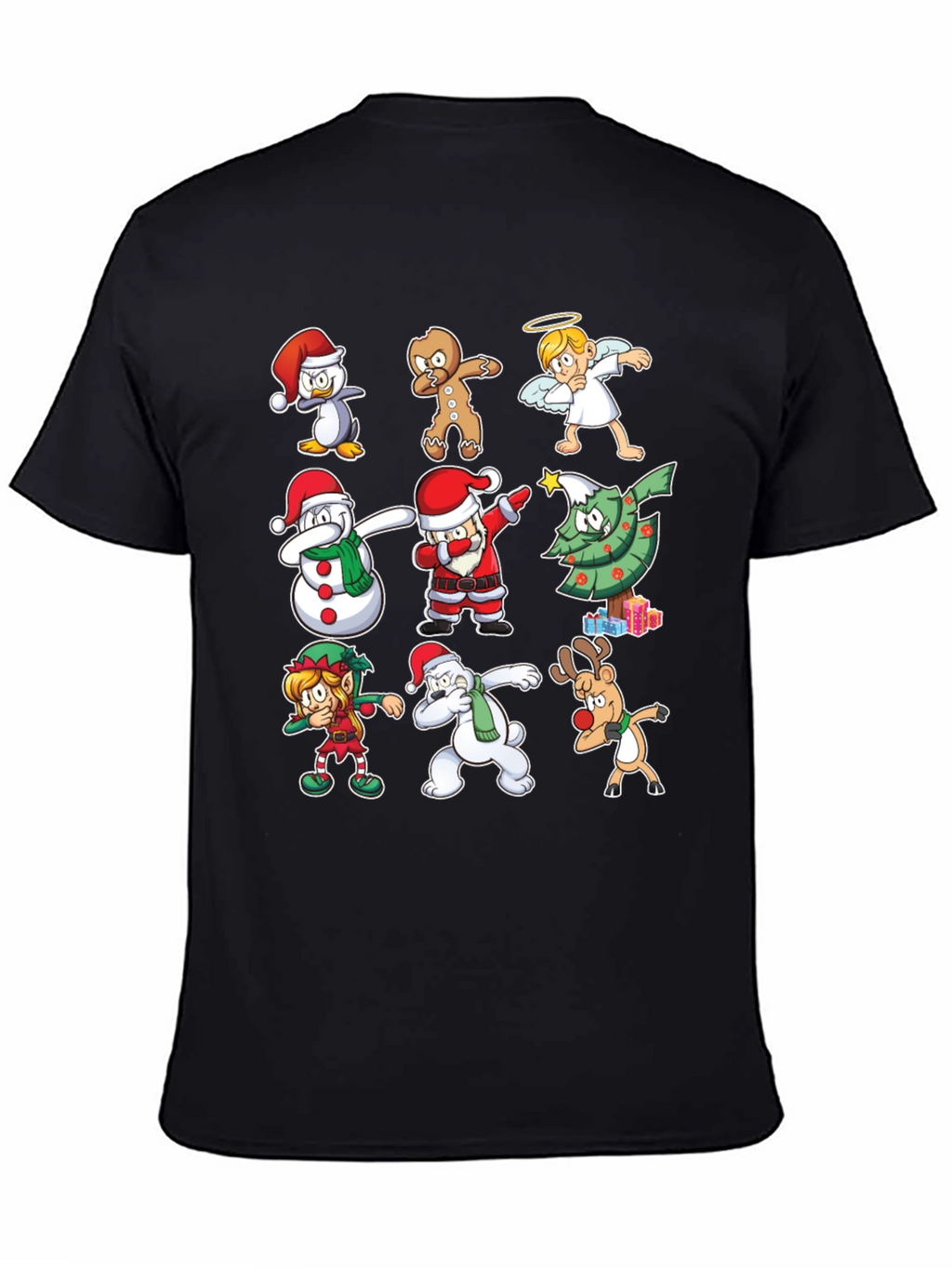 Christmas Dab Characters Black T-Shirt