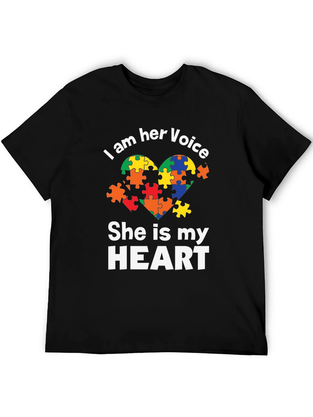 I am Her Voice Autism Awareness Heart Puzzle T-Shirt