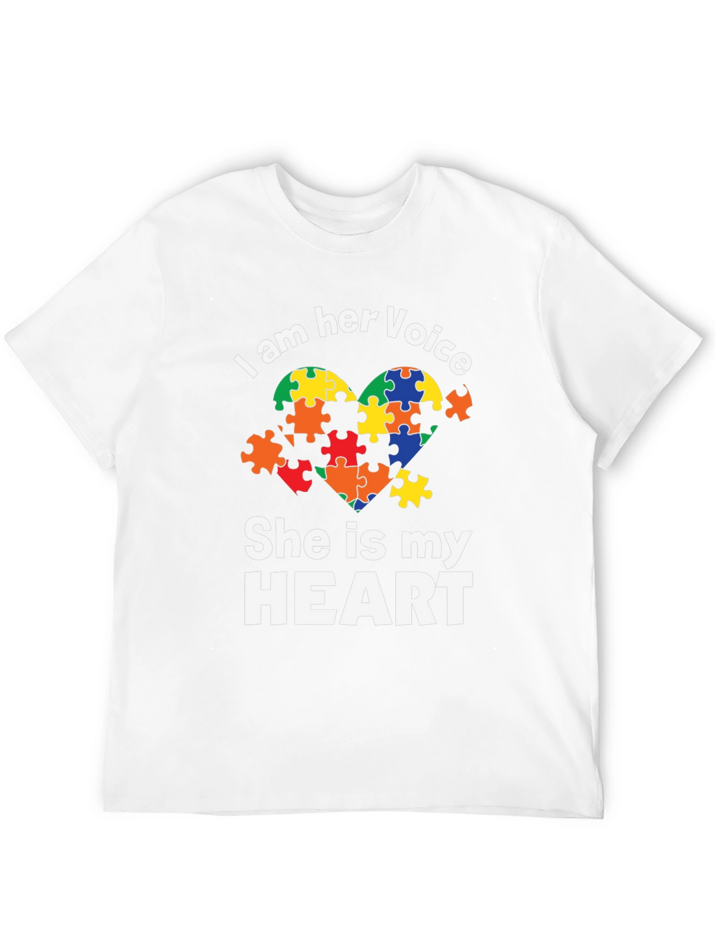 I am Her Voice Autism Awareness Heart Puzzle T-Shirt