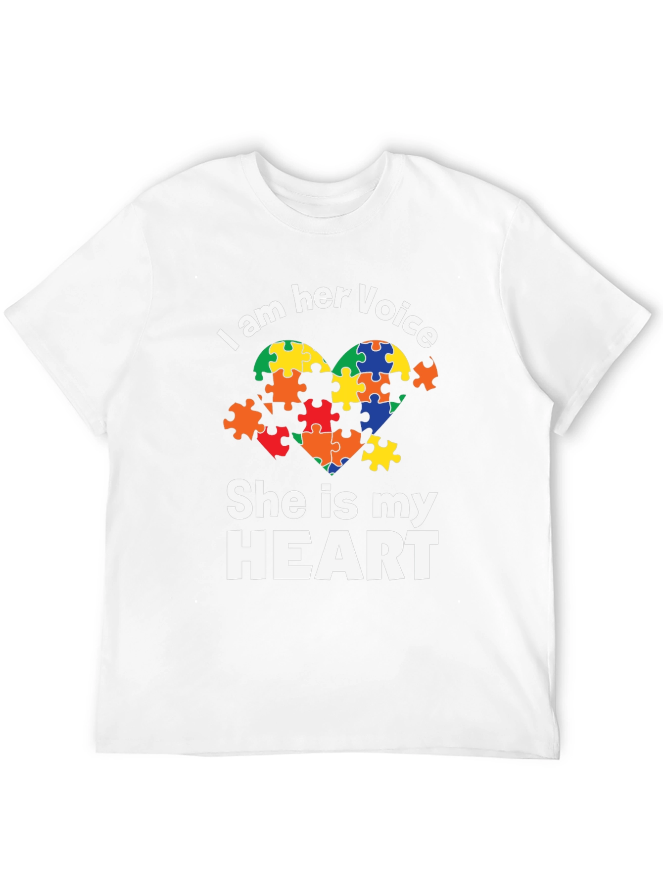 I am Her Voice Autism Awareness Heart Puzzle T-Shirt