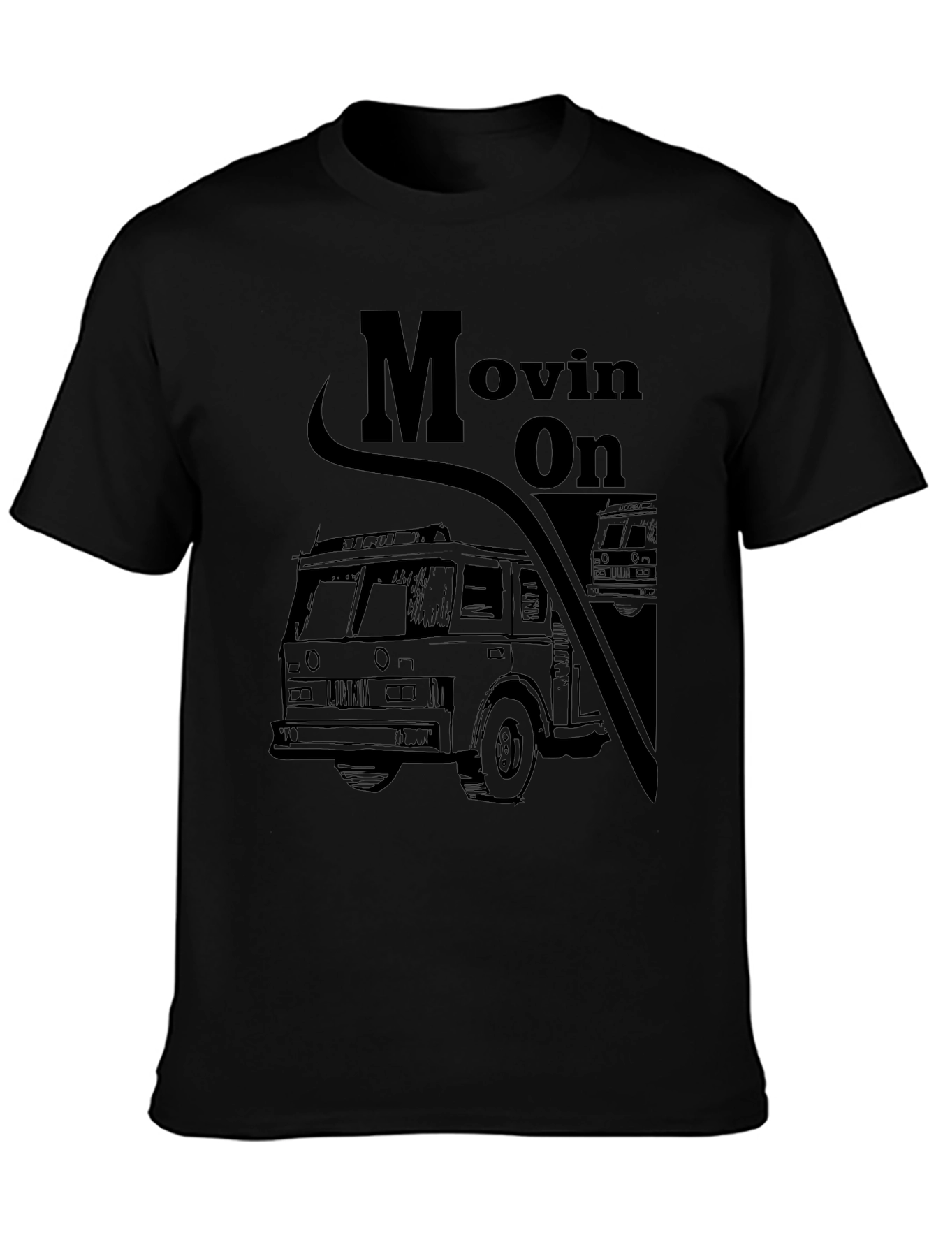 Movin On Fire Truck Graphic Tee - Black