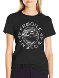 Fragile Inside Graphic Print Black T-Shirt