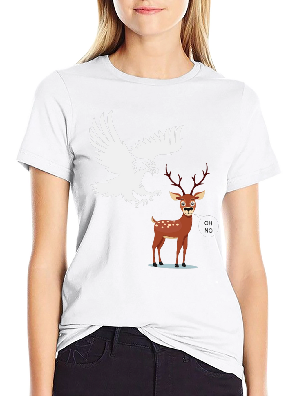 Eagle vs Deer Graphic Tee - Black Cotton Blend