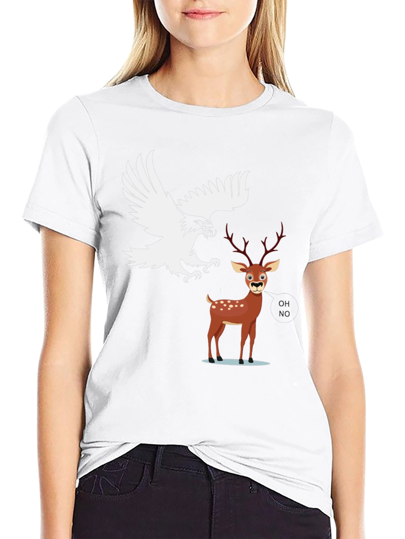 Eagle vs Deer Graphic Tee - Black Cotton Blend