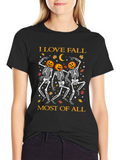 I Love Fall Most of All Skeleton T-Shirt