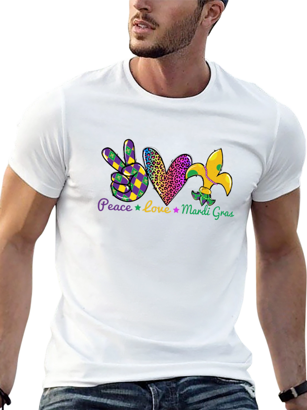 Mardi Gras Peace Love T-Shirt