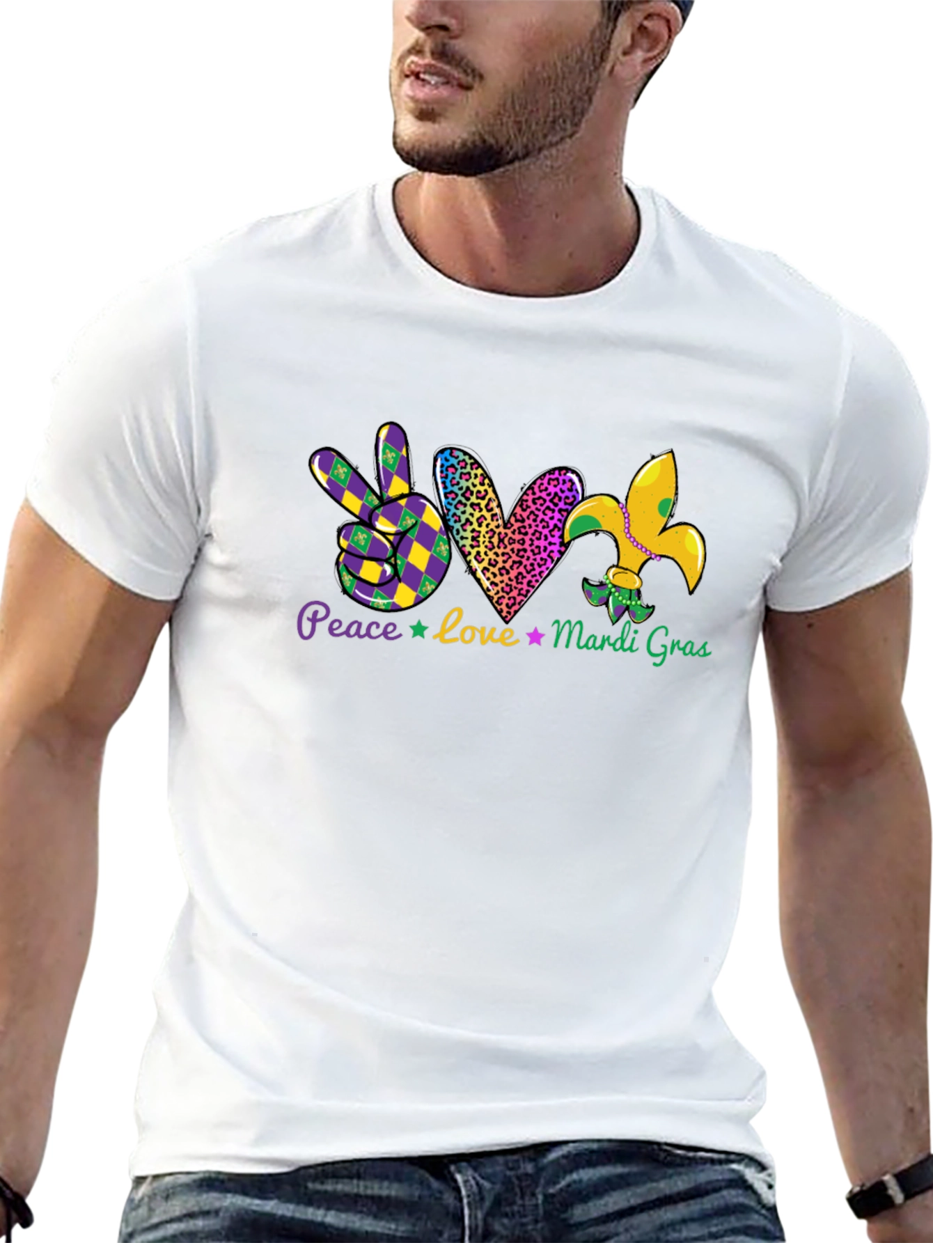 Mardi Gras Peace Love T-Shirt