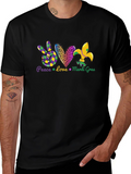 Mardi Gras Peace Love T-Shirt