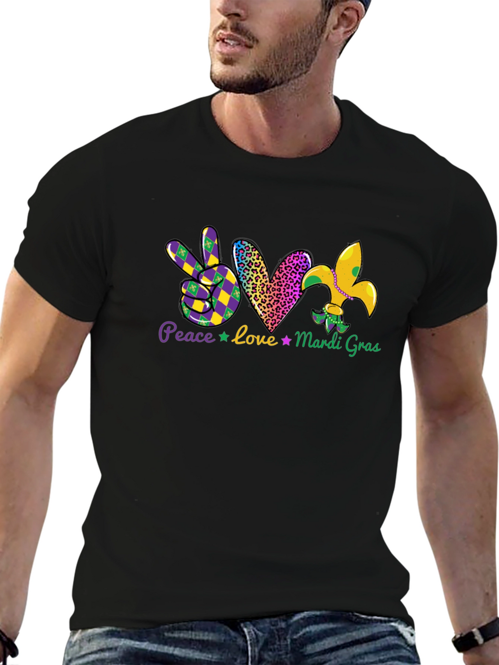 Mardi Gras Peace Love T-Shirt