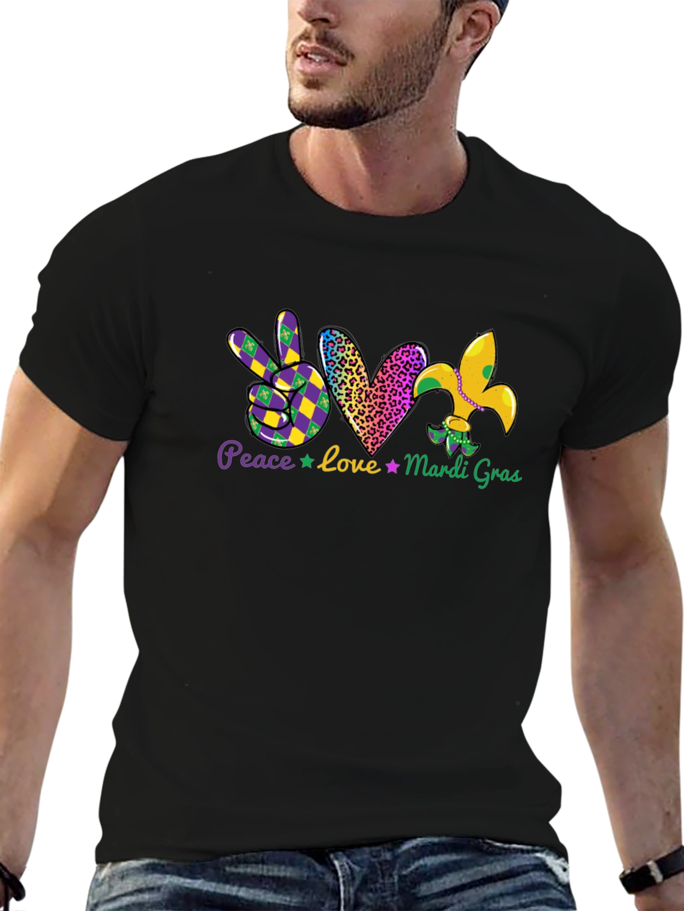 Mardi Gras Peace Love T-Shirt
