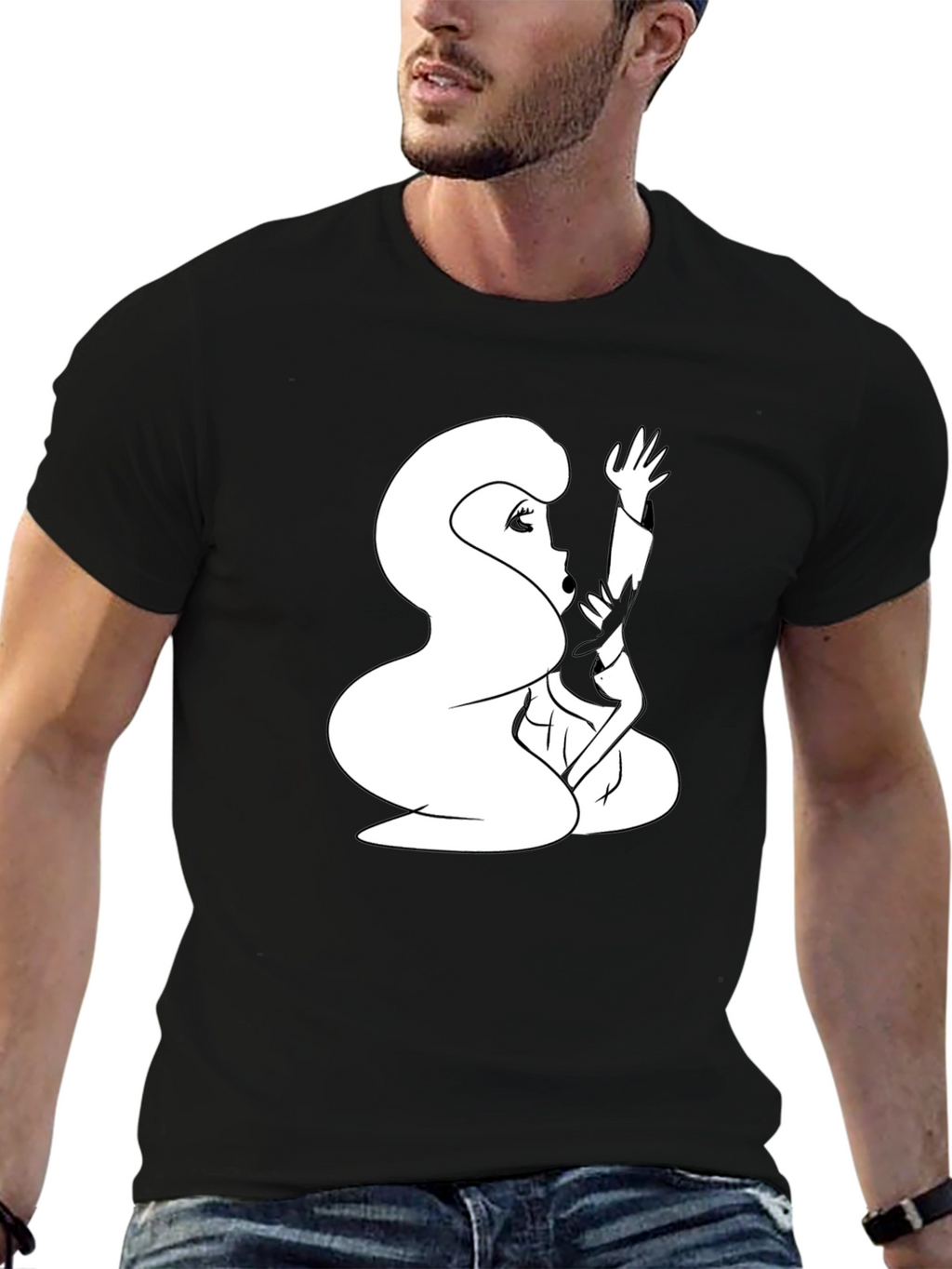 Silhouette Graphic Print Crew Neck T-Shirt