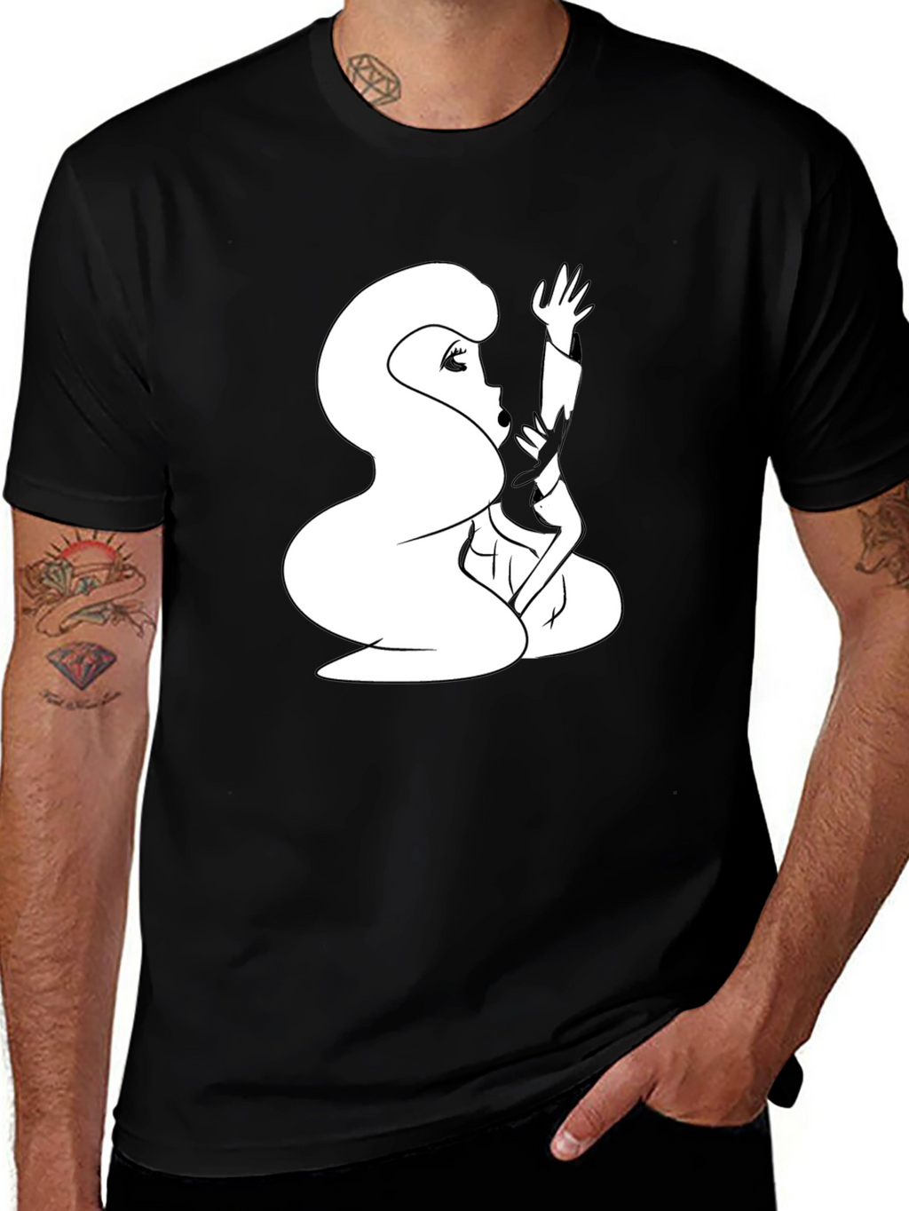 Silhouette Graphic Print Crew Neck T-Shirt