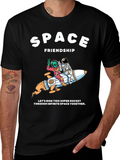 Space Friendship Tee: Alien & Astronaut Rocket Ride T-Shirt