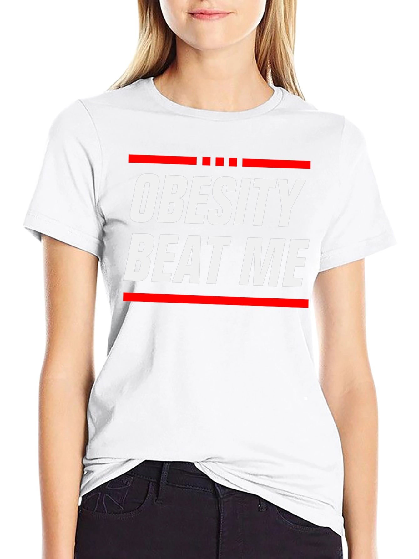 Obesity Beat Me Graphic Tee - Motivational Fitness Shirt