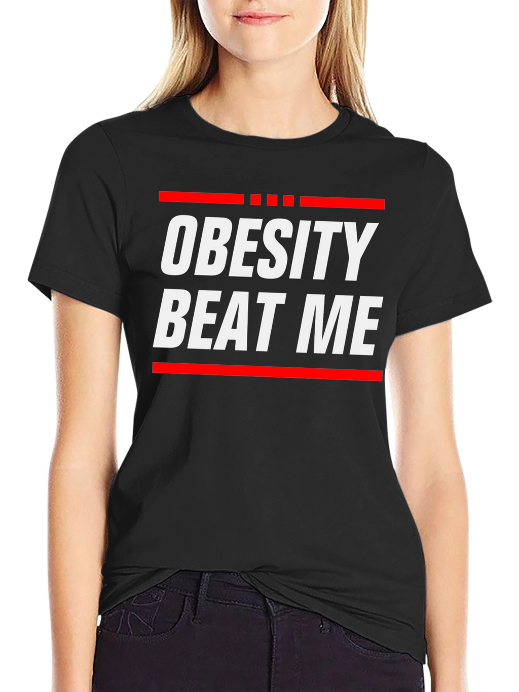 Obesity Beat Me Graphic Tee - Motivational Fitness Shirt