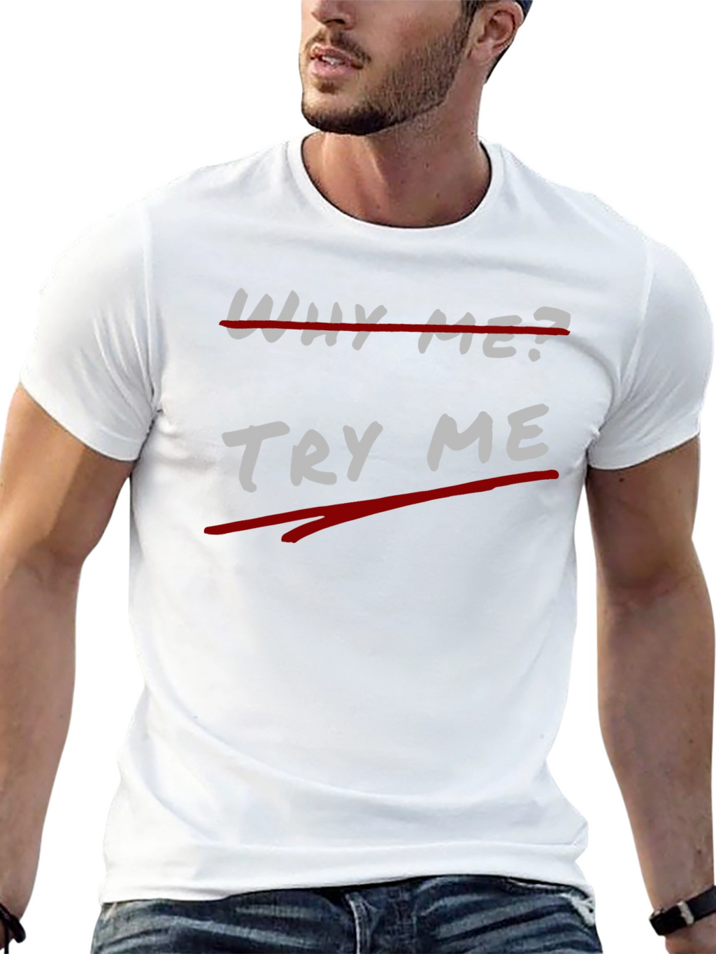 Try Me Black Graphic Tee - Unique Slogan T-Shirt