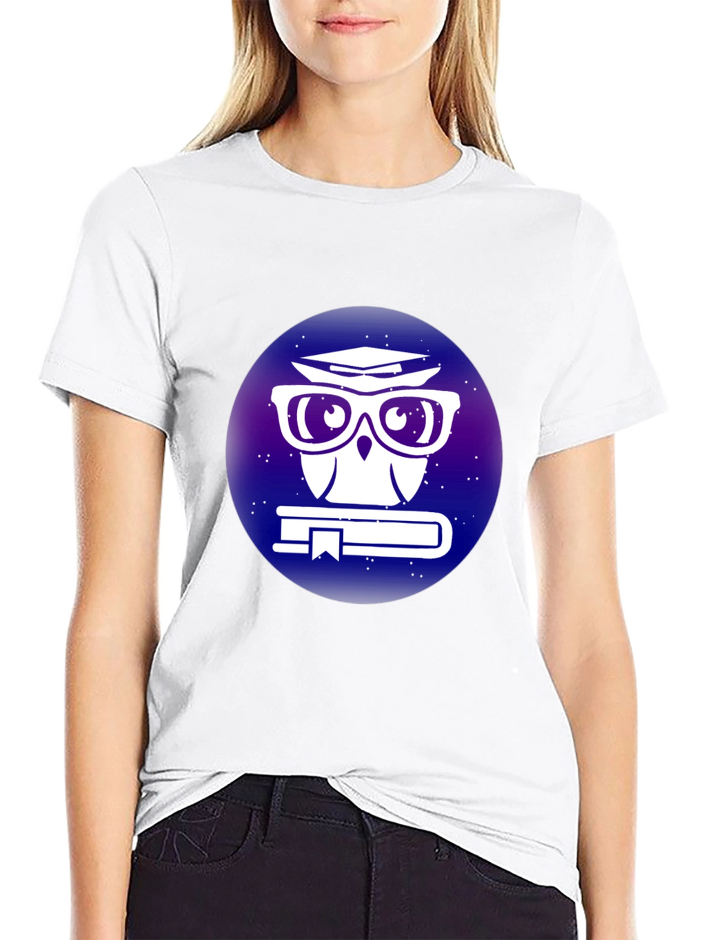 Smart Owl T-Shirt - Galaxy Book Design
