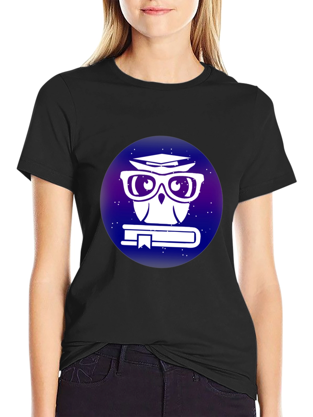 Smart Owl T-Shirt - Galaxy Book Design