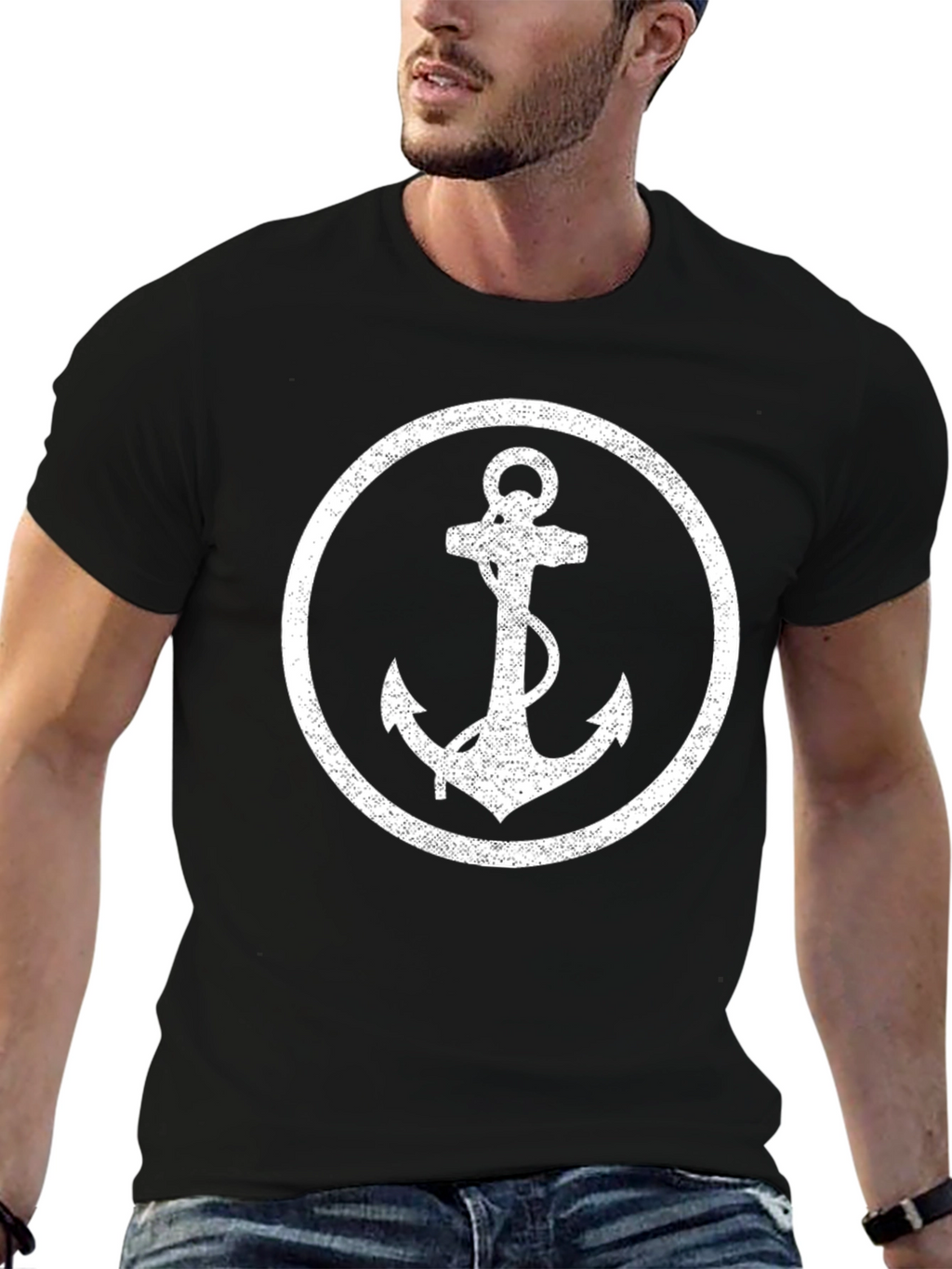 Nautical Anchor T-Shirt - Classic Black Tee