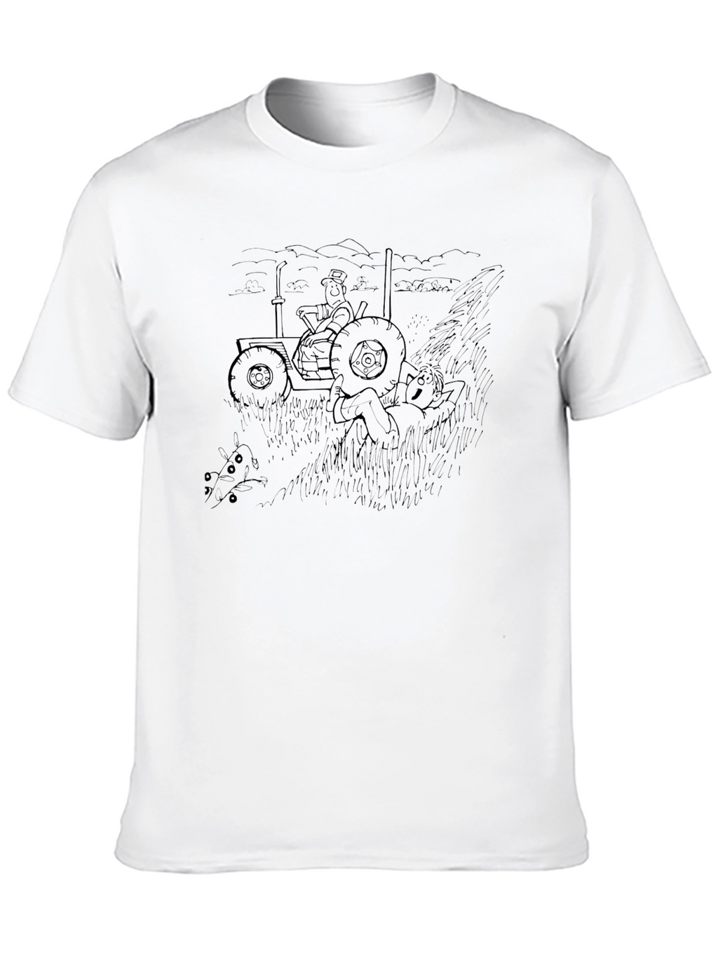 Cartoon Tractor Black T-Shirt