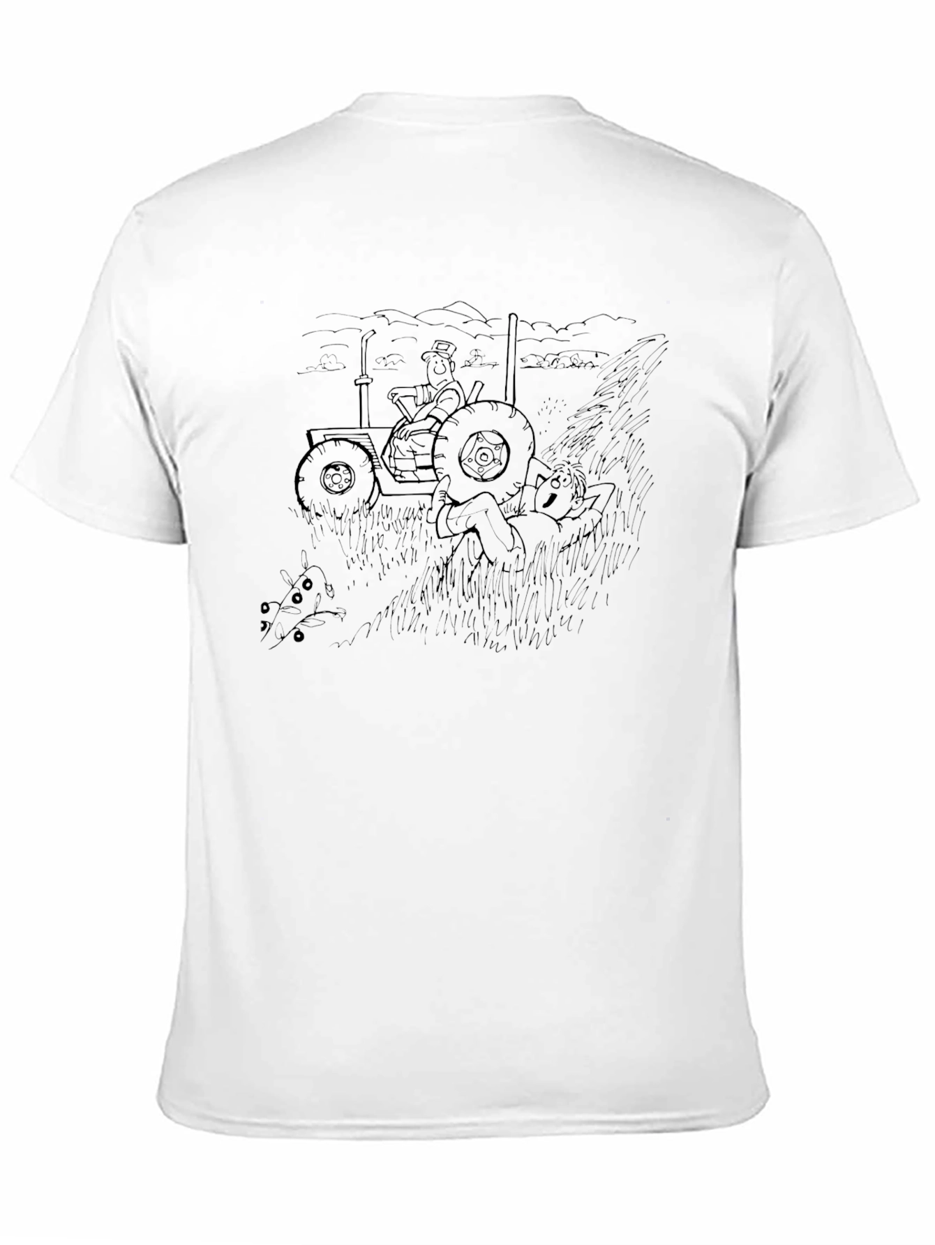 Cartoon Tractor Black T-Shirt