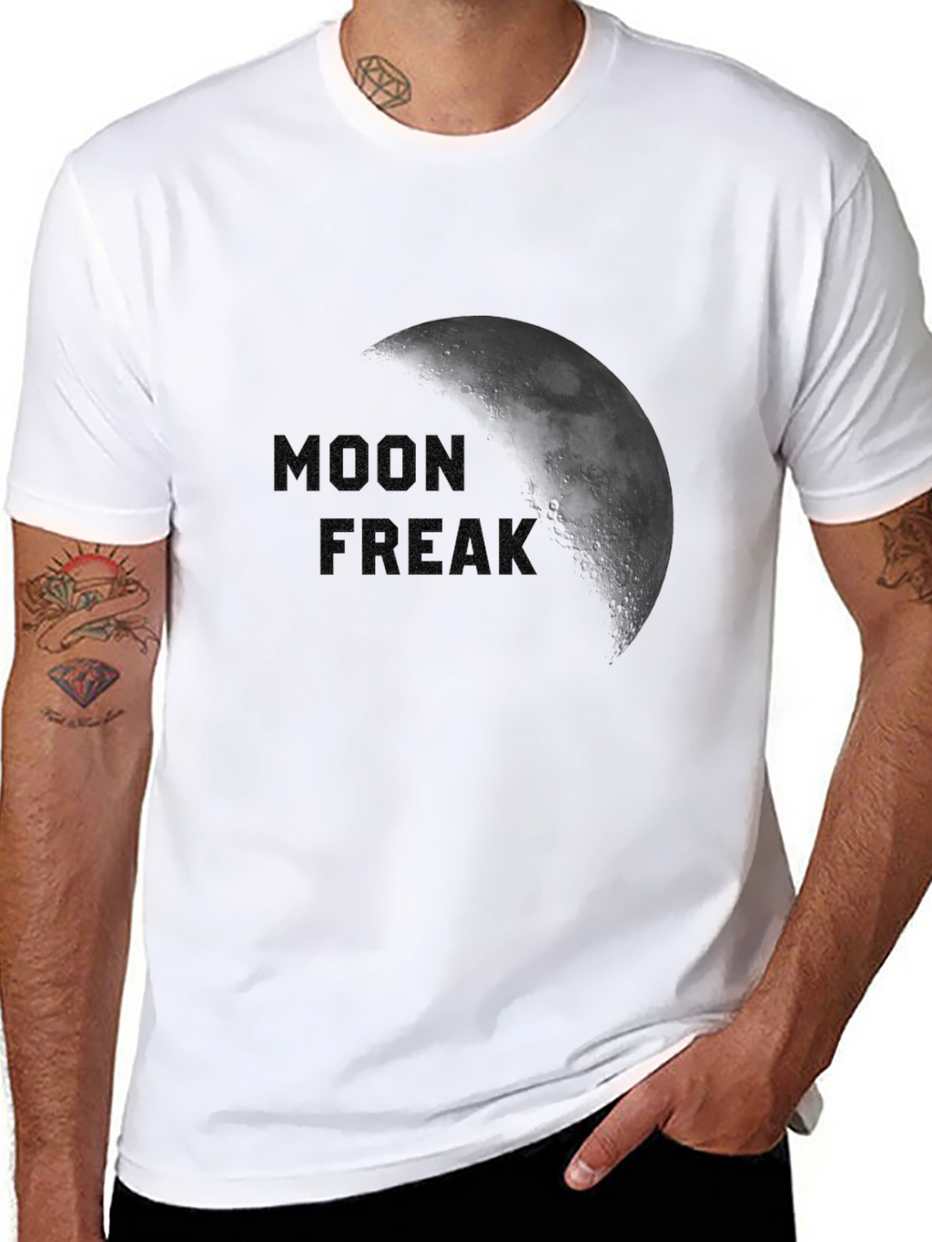 Moon Freak Graphic T-Shirt - Black Crew Neck Tee