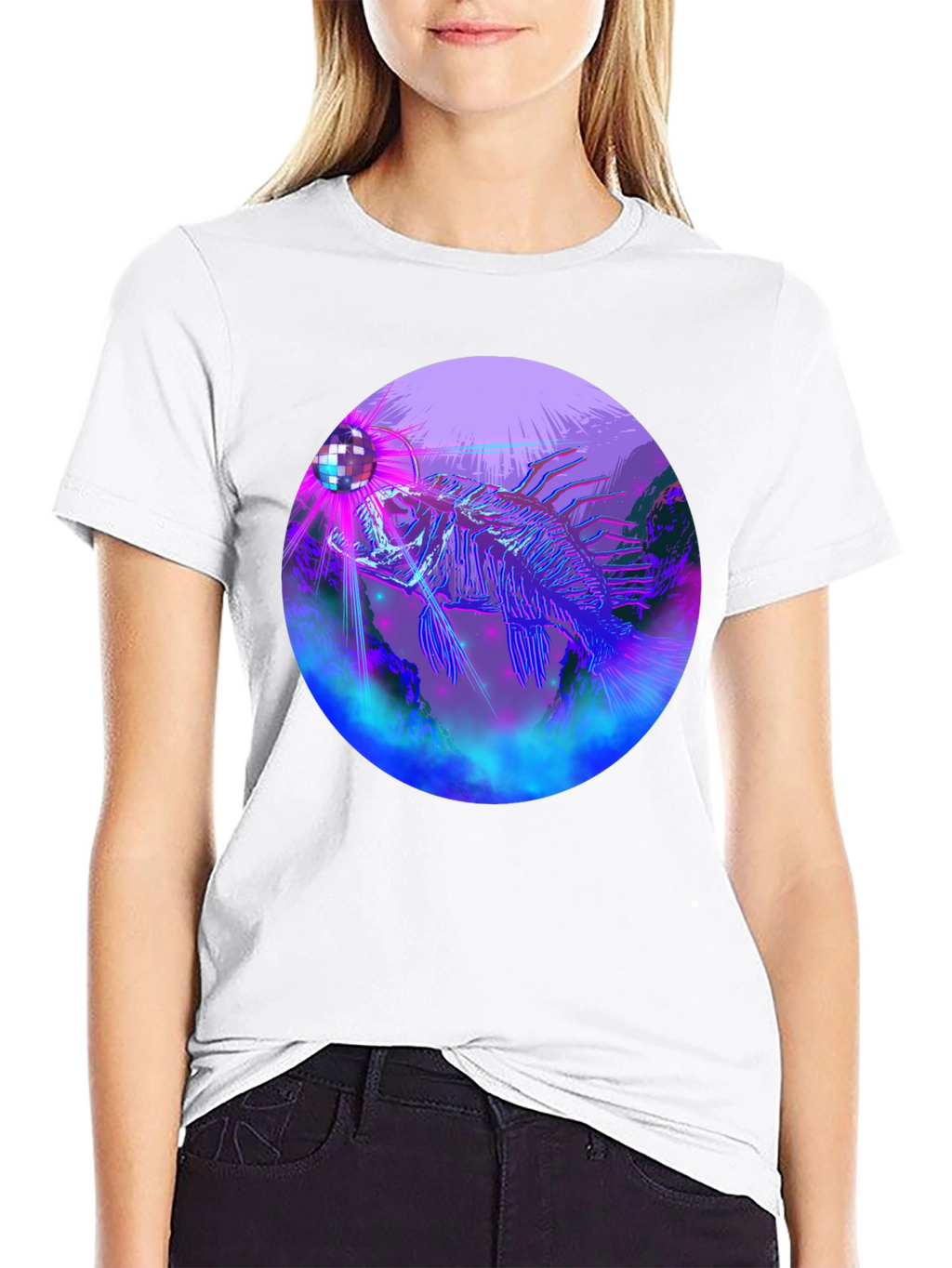 Neon Fish Disco Ball Graphic Tee