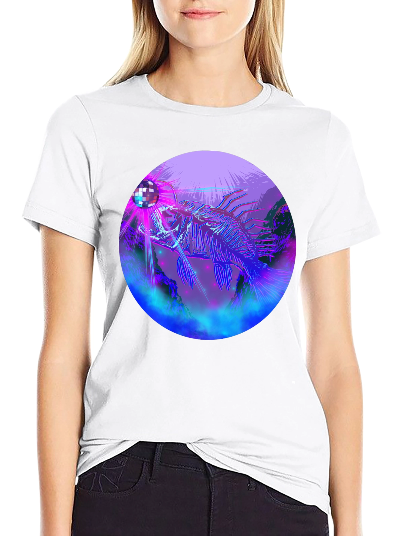 Neon Fish Disco Ball Graphic Tee