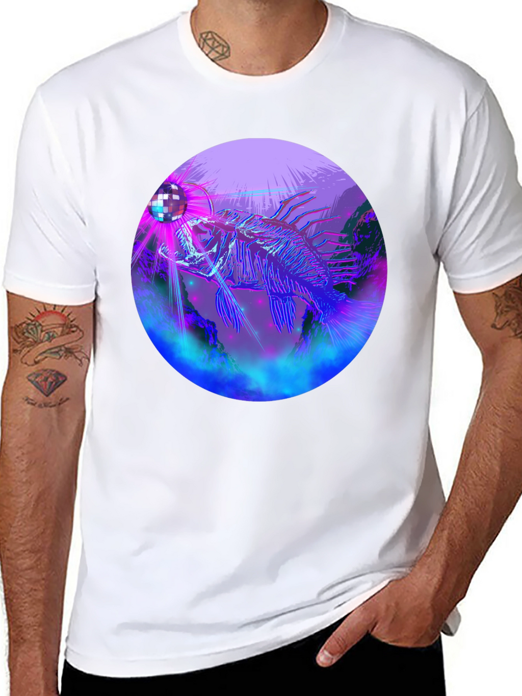 Neon Fish Disco Ball Graphic Tee