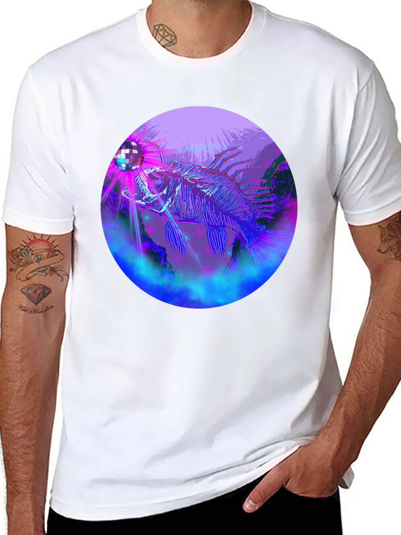 Neon Fish Disco Ball Graphic Tee