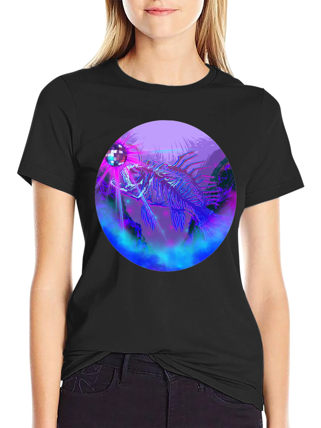 Neon Fish Disco Ball Graphic Tee
