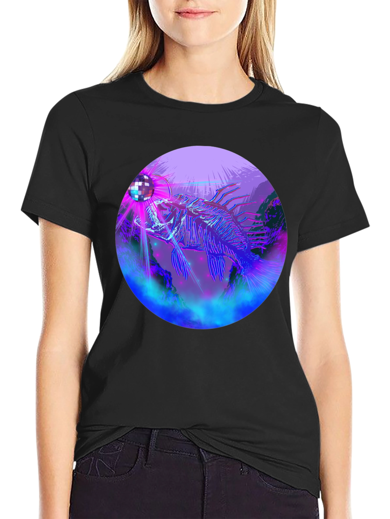Neon Fish Disco Ball Graphic Tee