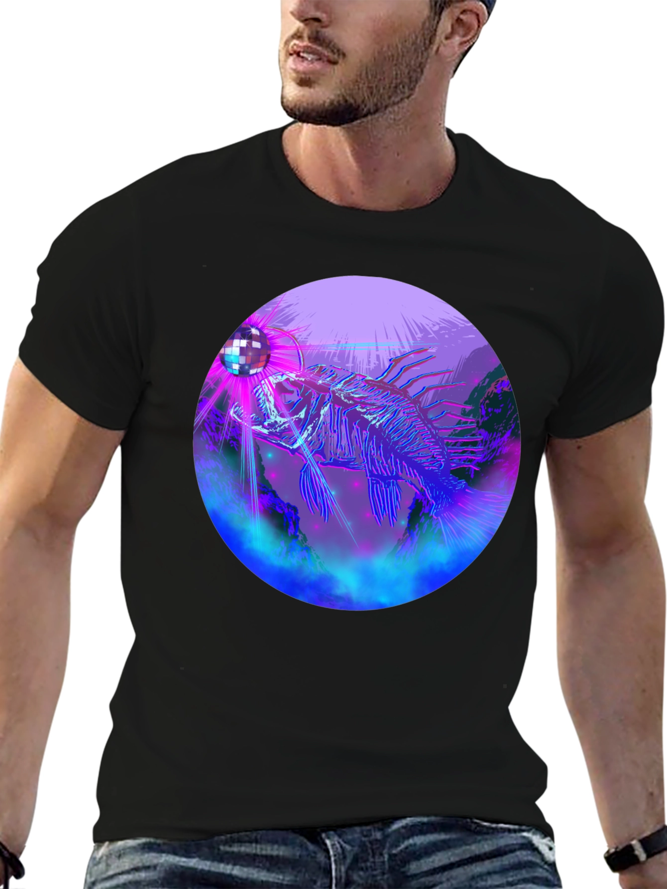 Neon Fish Disco Ball Graphic Tee