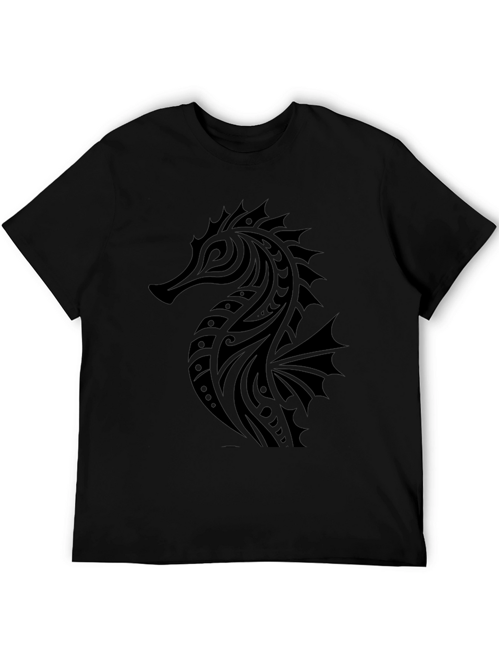 Tribal Seahorse Graphic T-Shirt - Black