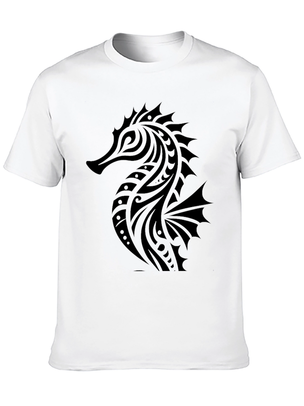 Tribal Seahorse Graphic T-Shirt - Black