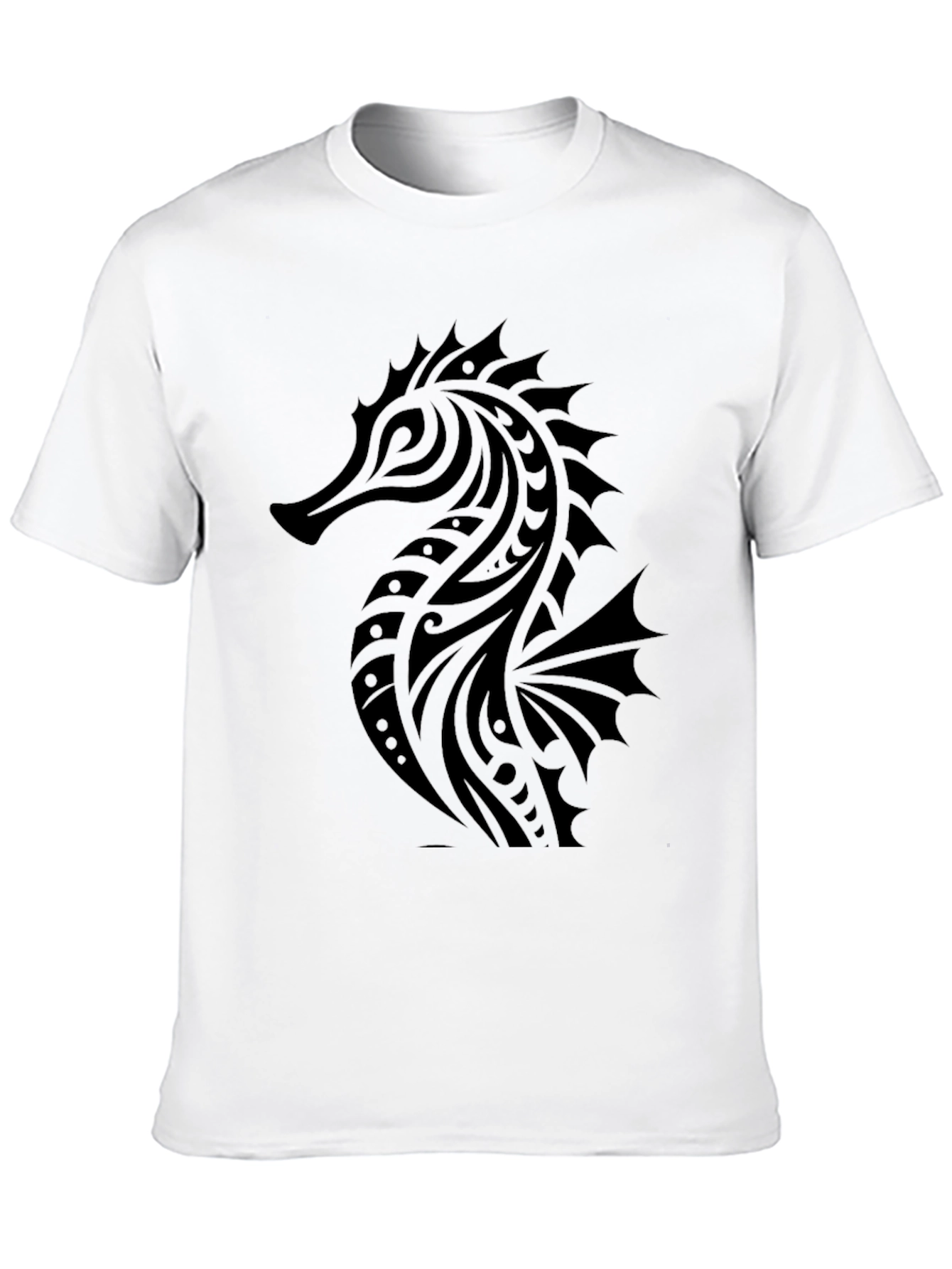 Tribal Seahorse Graphic T-Shirt - Black
