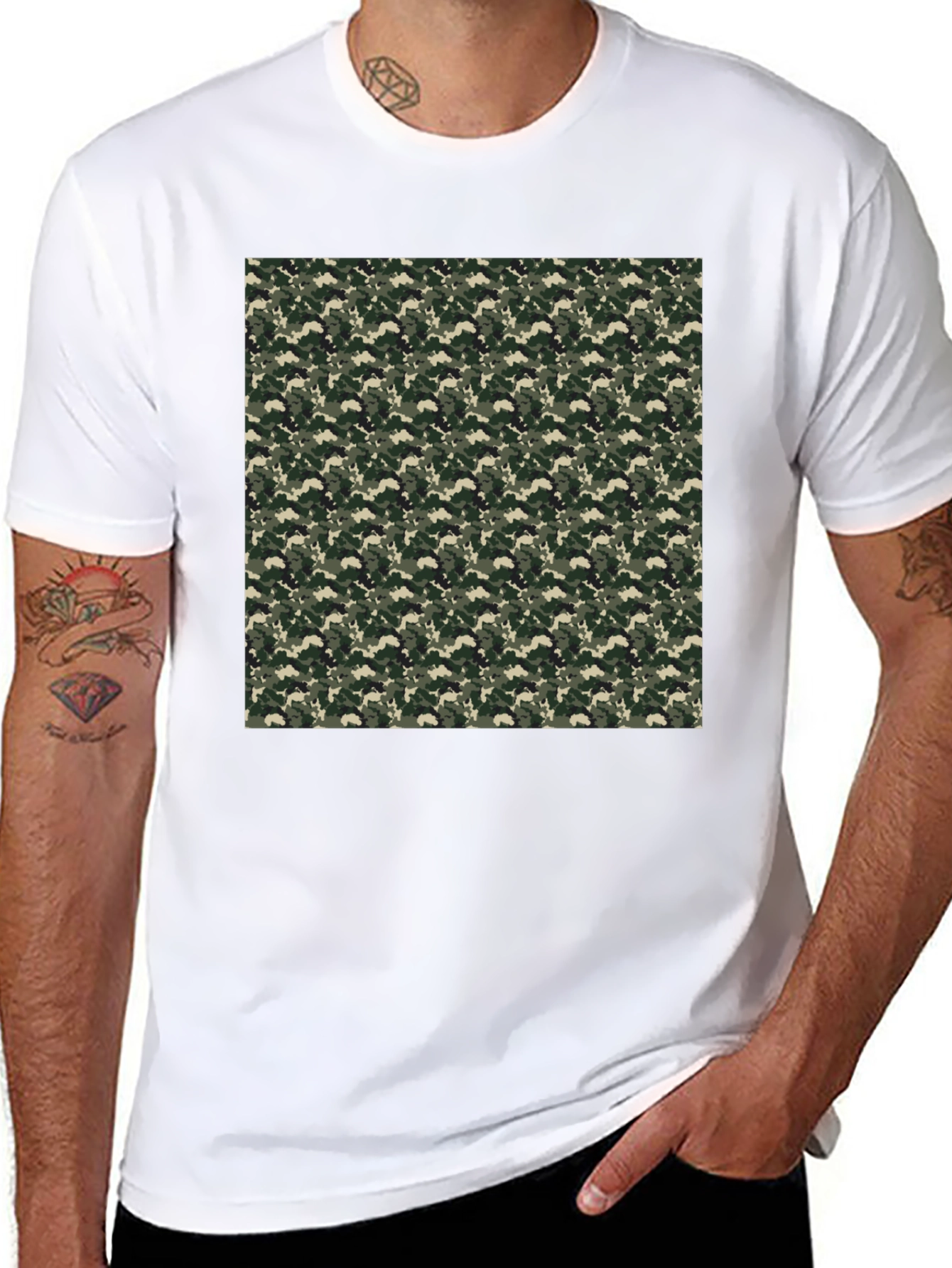 Camo Print Tee - Classic Black Casual Comfort