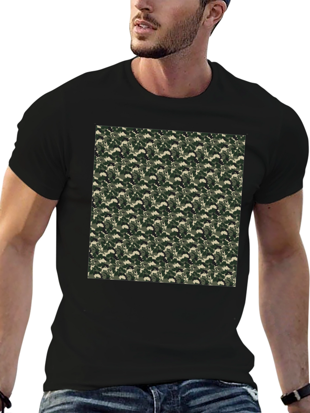 Camo Print Tee - Classic Black Casual Comfort