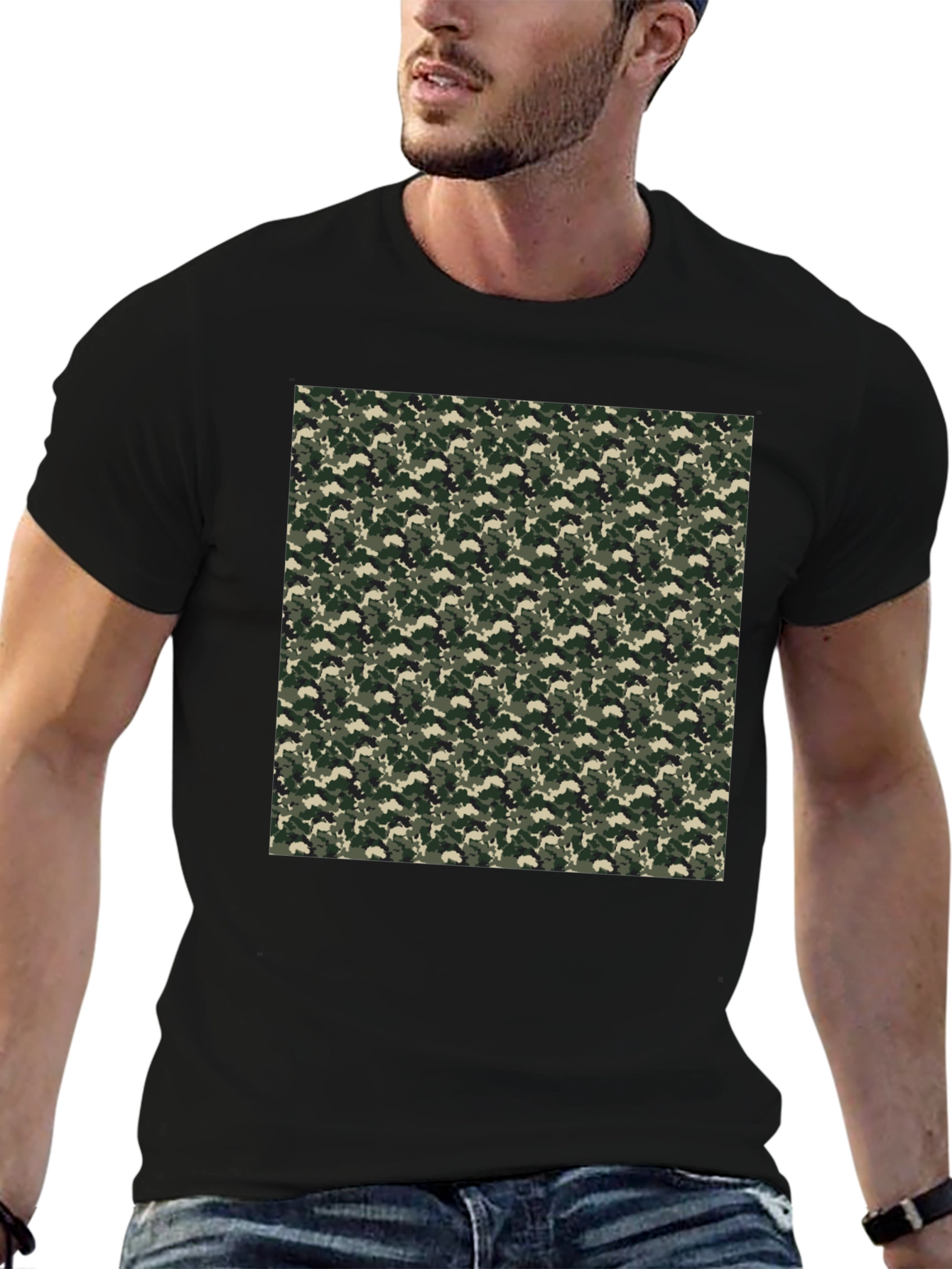 Camo Print Tee - Classic Black Casual Comfort