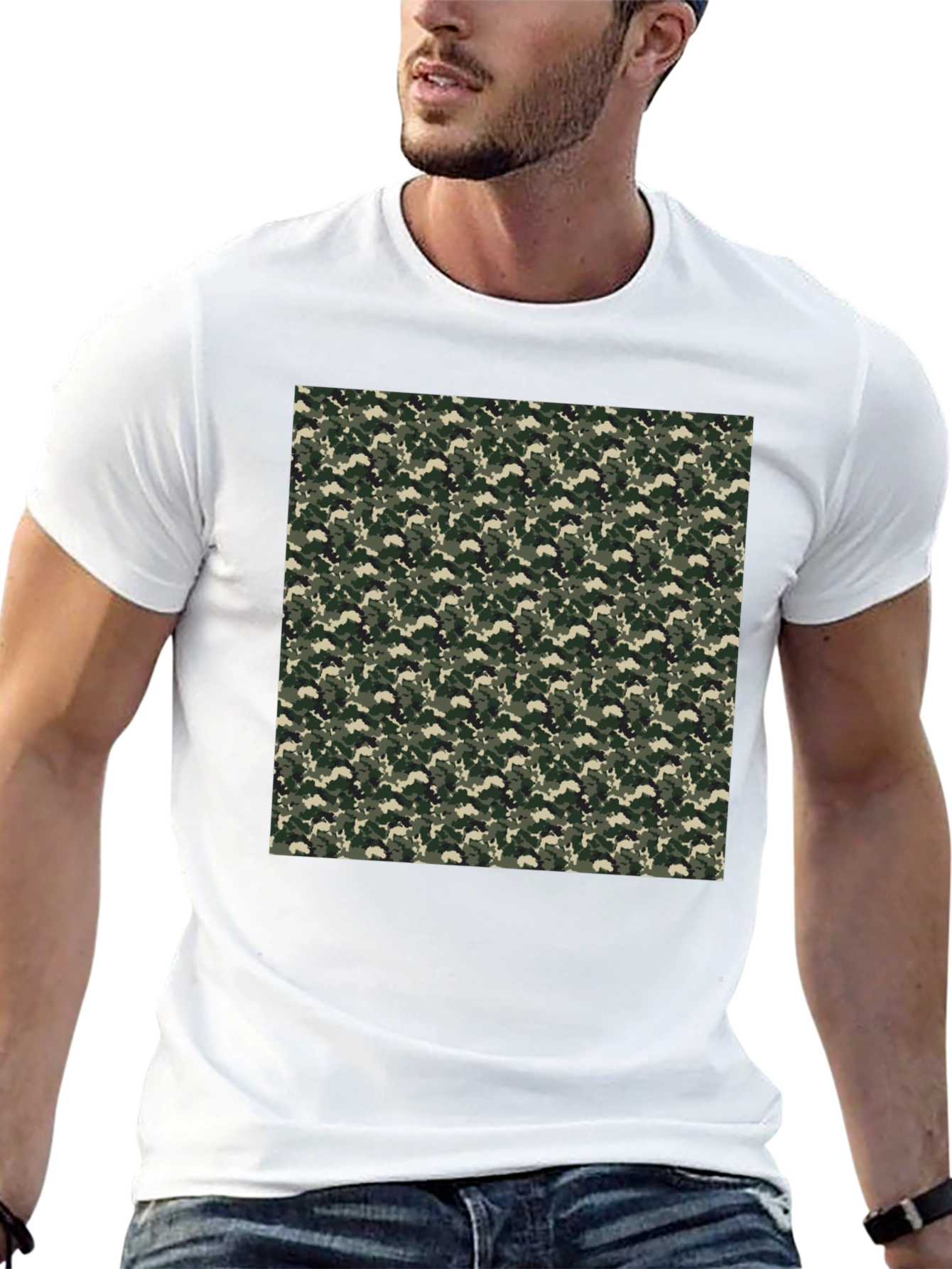 Camo Print Tee - Classic Black Casual Comfort