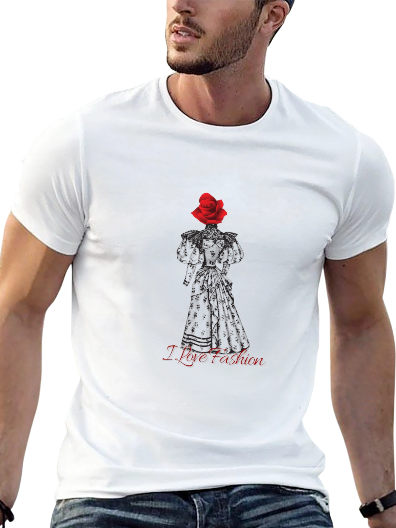 I Love Fashion Rose T-Shirt - Stylish Graphic Tee