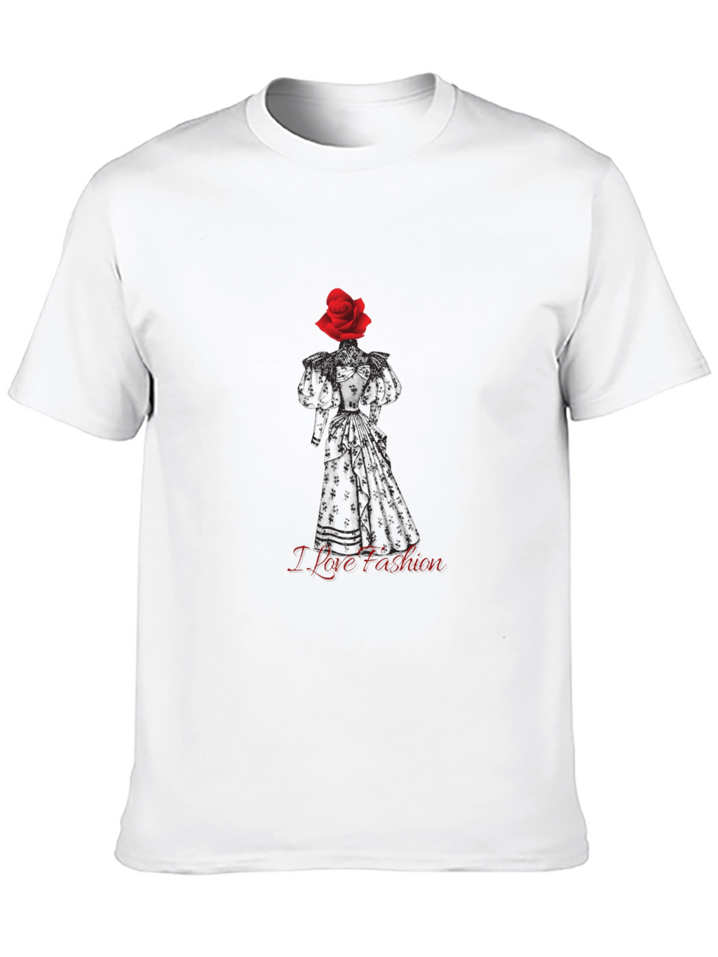 I Love Fashion Rose T-Shirt - Stylish Graphic Tee