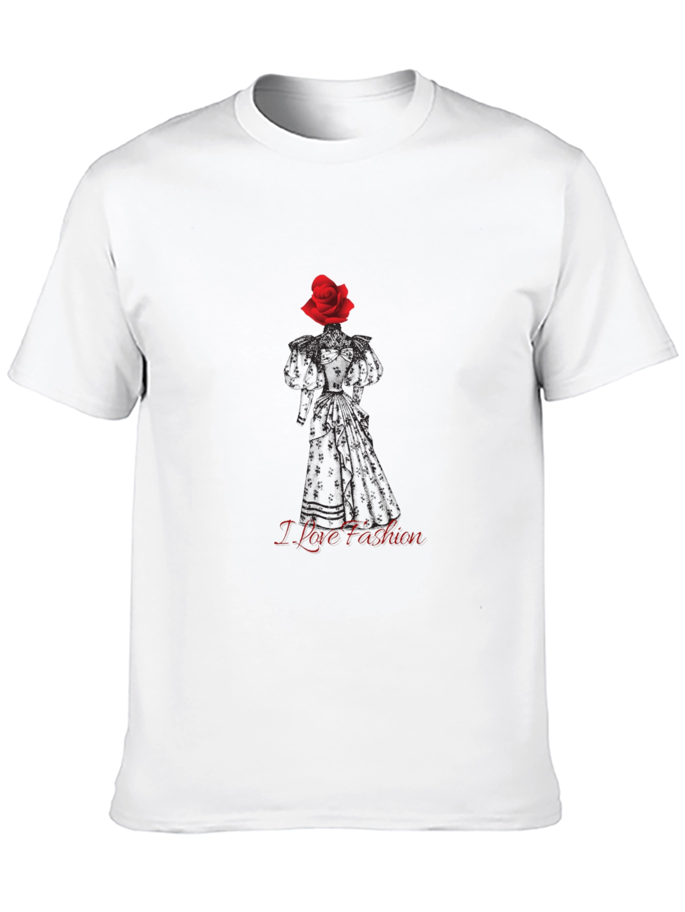 I Love Fashion Rose T-Shirt - Stylish Graphic Tee