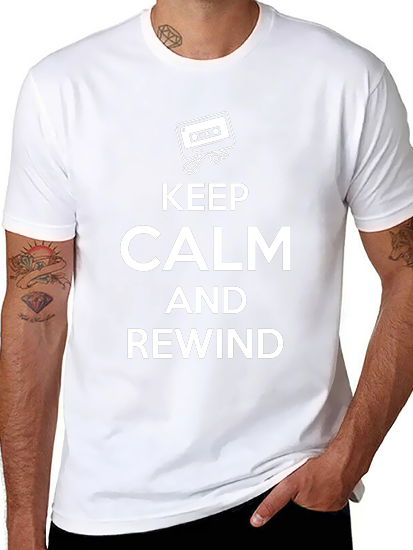 Keep Calm and Rewind Black T-Shirt