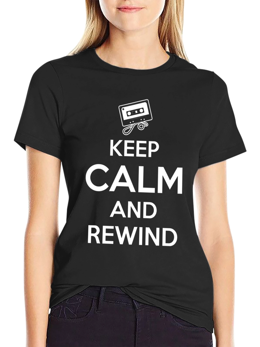 Keep Calm and Rewind Black T-Shirt