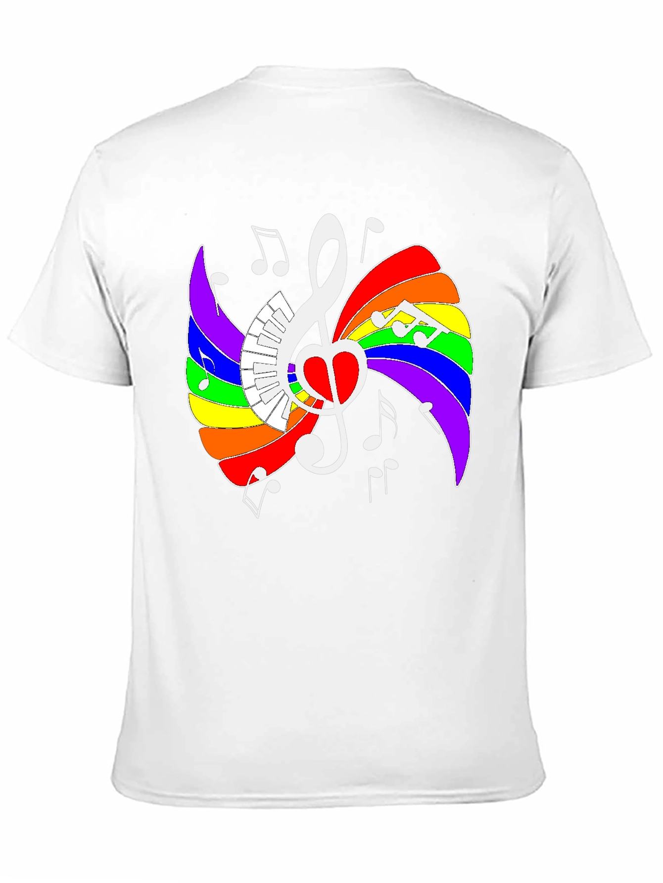 Rainbow Music Heart Graphic Tee - Stylish Unisex Shirt