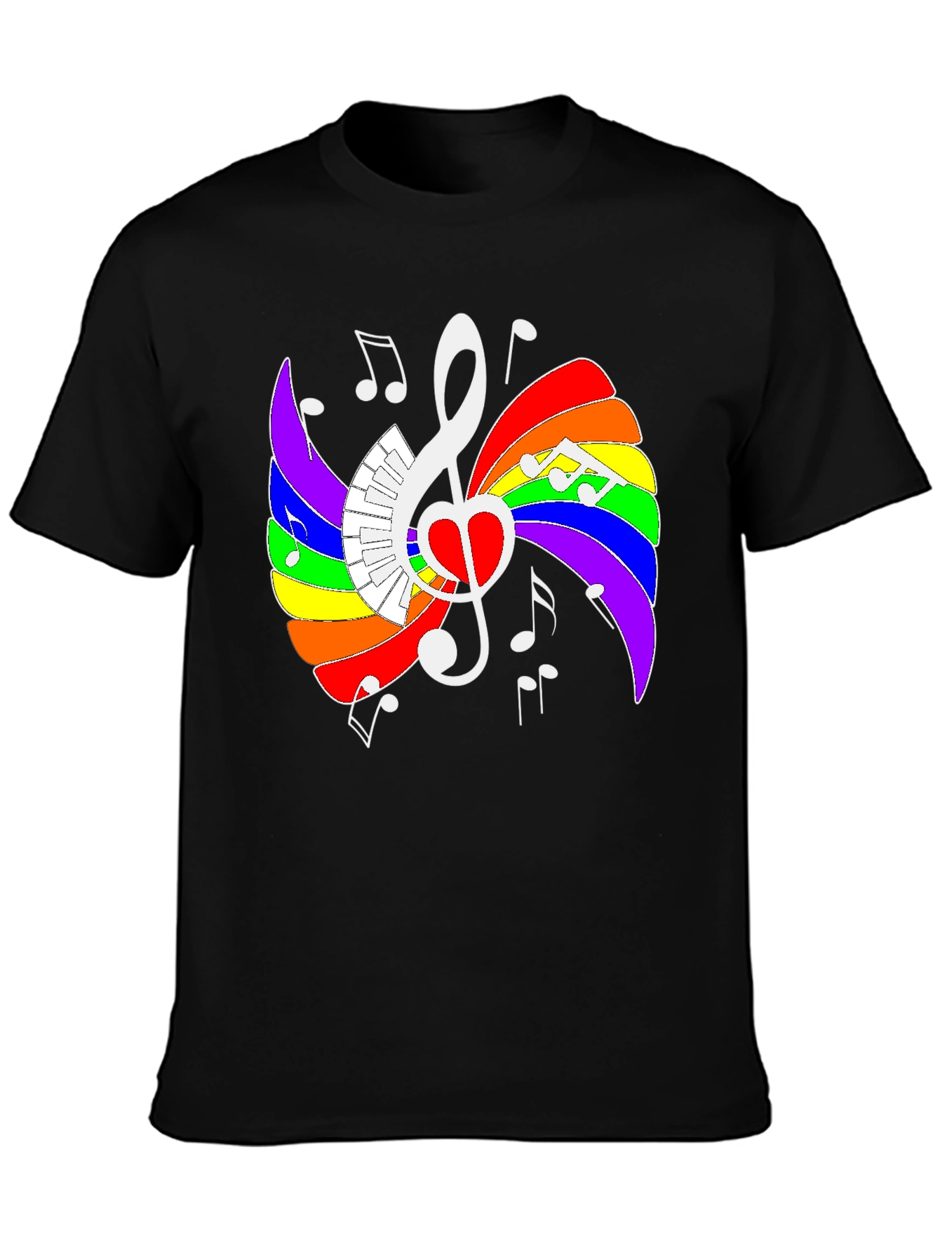 Rainbow Music Heart Graphic Tee - Stylish Unisex Shirt