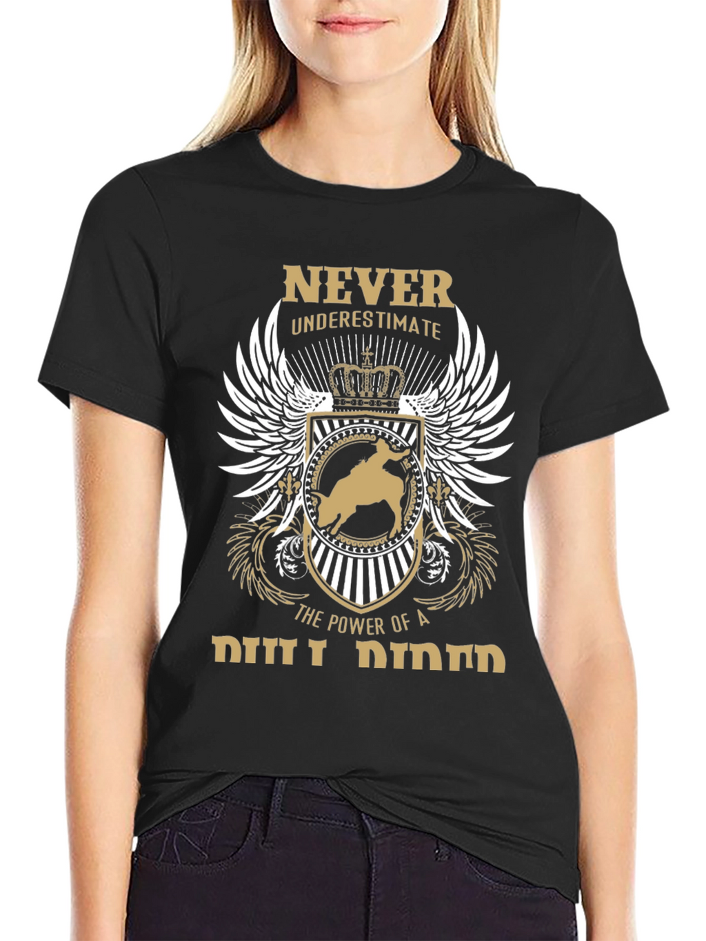 Never Underestimate Bull Rider Graphic T-Shirt