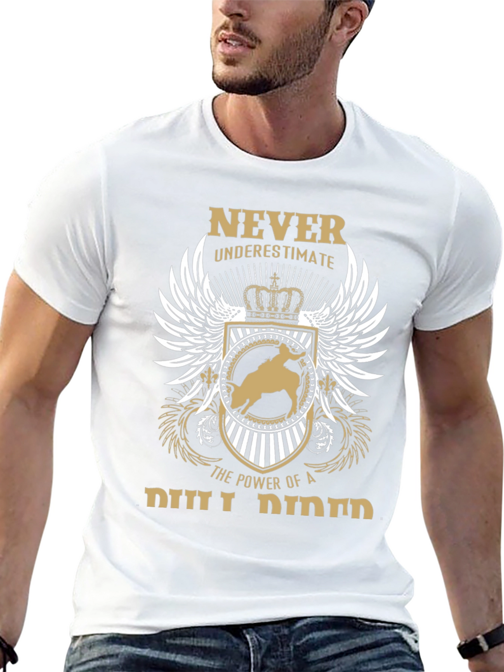 Never Underestimate Bull Rider Graphic T-Shirt